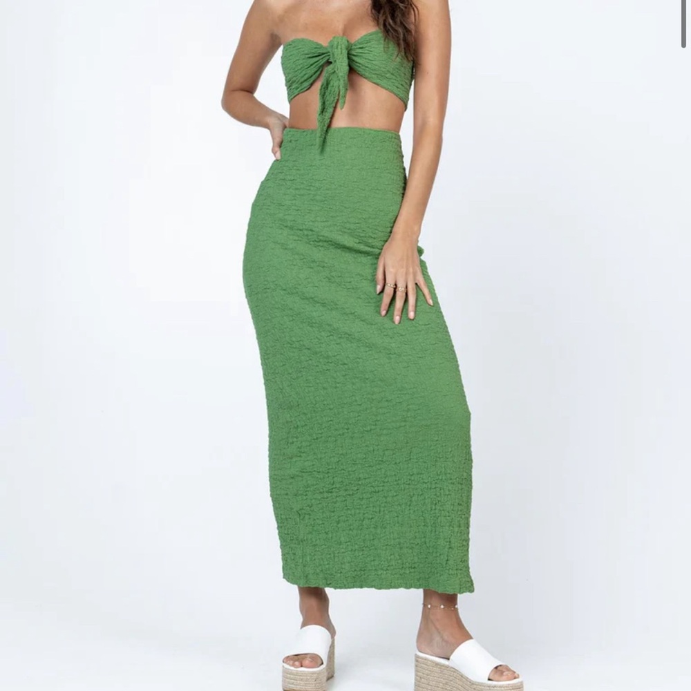 Green Textured Women's Skirt
